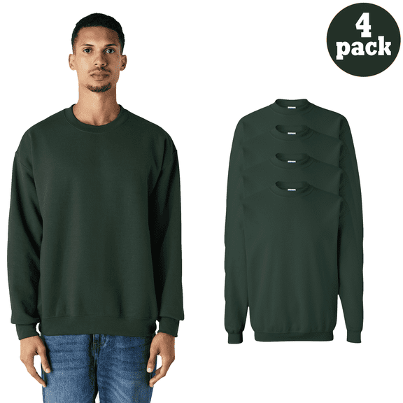 Gildan Men Heavy Blend Crewneck Sweatshirt, Durable Long Sleeve Casual Bulk Forest Shirt, 4-Pack S