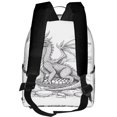 thumbnail image 3 of Lsque Dragon Nest Sketch Pattern Backpack – School Travel Canvas Daypack with Ergonomic Padded Straps, Multiple Compartments & Leather Handle, 3 of 5