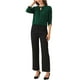 thumbnail image 2 of CURVOSPORT Camisa Elegante para Mujeres, Top de Oficina con Abertura, Frente Plisado, Manga 3/4, Blusa de Chifón XL Verde Oscuro, 2 of 6
