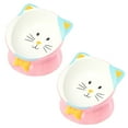 thumbnail image 1 of 2pcs Cat Bowls Ceramic Raised Cat Bowl Tilted Protect Cat's Spine, Stress Free, Prevent Vomiting, 1 of 8