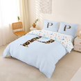 thumbnail image 2 of Manfei Blue Bow Tie P Personalized Initial Queen Duvet Cover Set for Teens Girls,Kids Vintage Leopard Print Letter Bedding,Microfiber Bedroom Decor,3 Pieces,No Comforter, 2 of 5