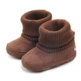 thumbnail image 2 of Dakaela 0-18M Baby Booties Newborn Infant Knit Sock Shoes Toddler Boys Girls Winter Warm Unisex First Walkers Ankle Crib Slippers Coffee, 2 of 7