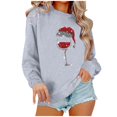 thumbnail image 1 of Amzcrzy Chandail de Noël pour Femmes Mode Manches Longues Col Rond T-Shirt Impression Verre de Vin Rouge Ample Grande Taille Chandail Tops, 1 of 4