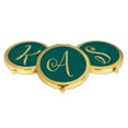 thumbnail image 4 of Koyal Wholesale Gold Compact Mirror Bridesmaid's Wedding Gift, Peacock Blue Jewel Tone , Monogram Letter A, 1-Pack, 4 of 5