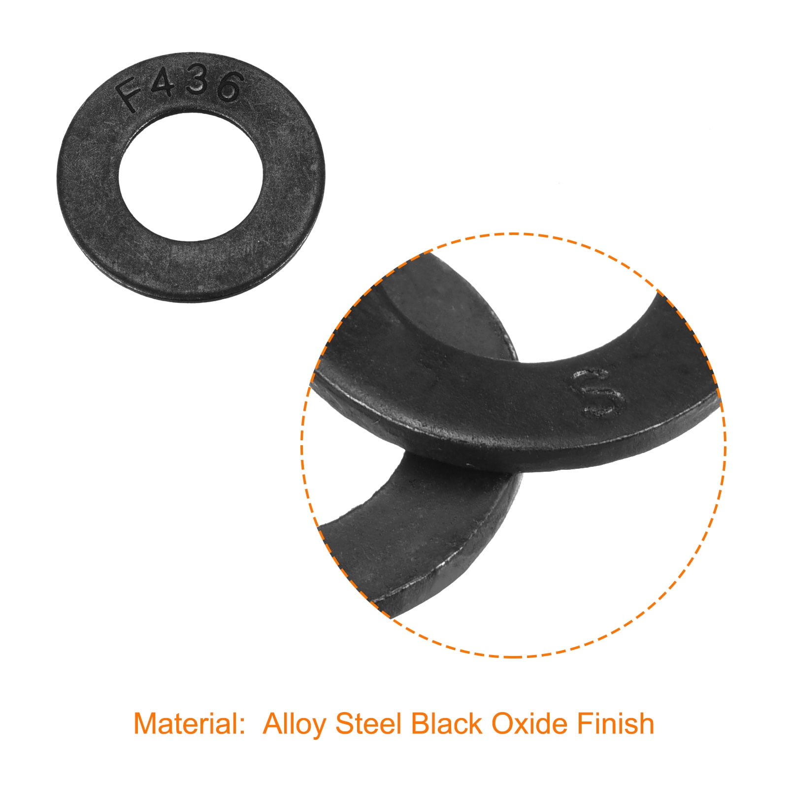 Unique Bargains Flat Washer Made of Alloy Steel with Black Oxide Finish 7/16" 50Pcs
