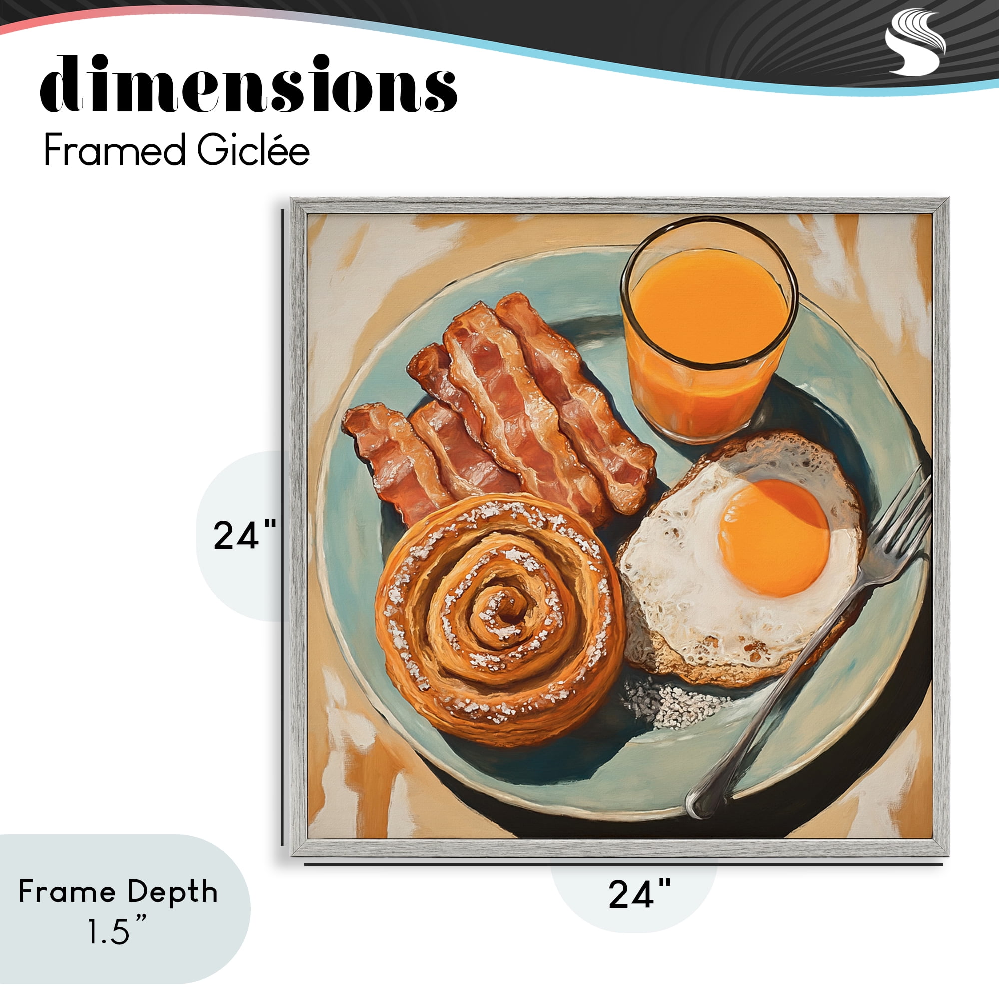 Stupell Industries Cinnamon Roll Breakfast Gray Framed Giclee Art, design by Tina LeCour