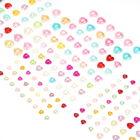 Uxcell 420 Pcs Gems Stickers for Crafts, 5 Sheet Self-Adhesive Gems Bling Pearl Heart Rhinestone Stickers, Multicolor
