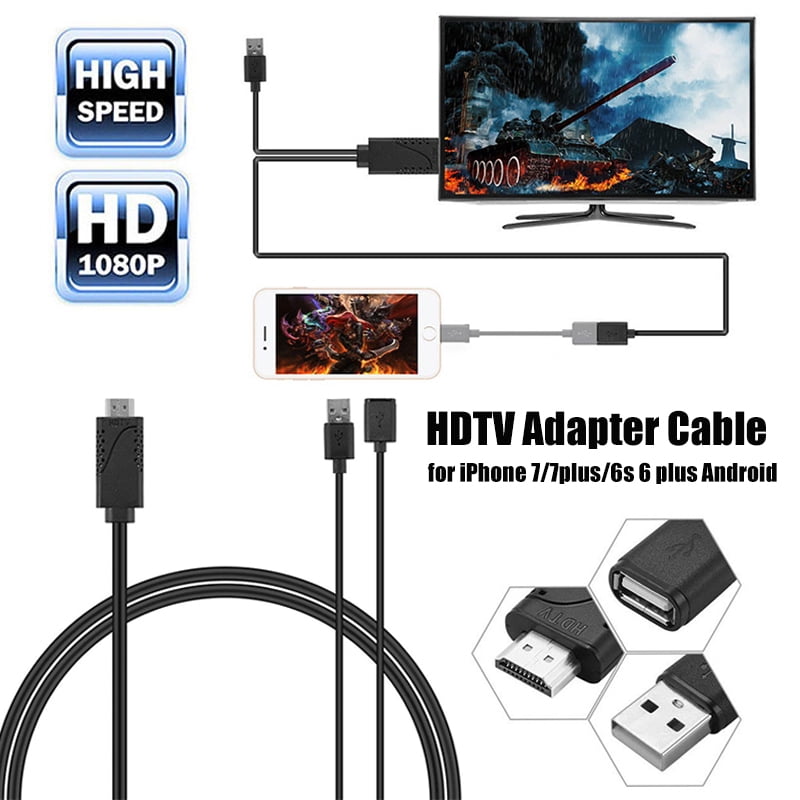 USB Female to HDMI Male HDTV Adapter Cable For iPhone8/ 7/ 7plus/ 6s/ 6 plus