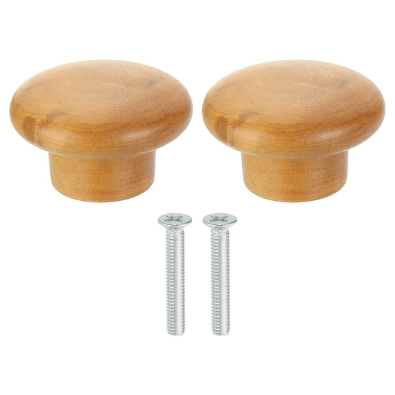Uxcell 2 Pack Round Wood Drawer Knob, 1 5/8" Diameter Round Head Dresser Knobs Wooden Knobs with Screws for Furniture Drawer Dresser Wardrobe Cupboard, Beech