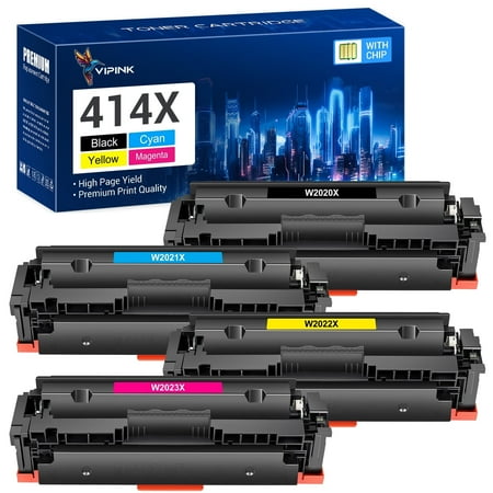 414X Toner Cartridge 4-Pack (with Chip) for HP 414X 414A 414 W2020X Color Laserjet Pro MFP M479fdw M454dw M479fdn M479dw M454dn M479 M454 M455 M480 Series Printer Ink (Black Cyan Magenta Yellow)