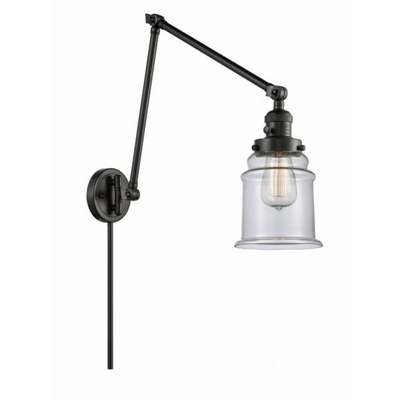 238-BK-G182 Innovations Lighting Canton - 1 Light Double Extension Swing Arm Wall Sconce In Industrial Style-30 Inches Tall and 6 Inches Wide-Matte