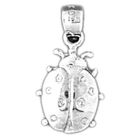14K White Gold Ladybug Pendant - 19 mm