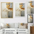 thumbnail image 4 of Designart "Minimalistic Horizon With Beige And Gold Waves II" Coastal Minimalism Floater Framed Canvas Prints, 4 of 5
