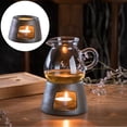 thumbnail image 3 of Estufa de té con vela, calentador de té retro de cerámica, soporte duradero, juego de té calefactor, tetera para el hogar, para oficina, hogar, té y café. Estufa negra, 3 of 9