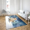 thumbnail image 4 of Hello Winter Pomeranian Welcome Snowy Night Watercolor Vintage Indoor Rug Pom Dog Lover Gifts Carpet Living Bed Room Sofa Home Decor - 01011, 4 of 5