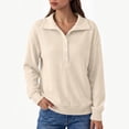 thumbnail image 2 of OunisaWomen's Henley Collar Sweatshirt, Long Sleeve Loose Casual Pullover, 2 of 8