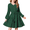 Green, variant on Arshiner Tween Girls Dresses Fall Long Sleeve V Neck Waist Tie Ruffle Tiered Swing Skater Dress