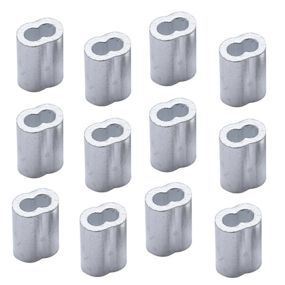 200pcs Cable Crimps Wire Ferrules Rope Steel Cable Aluminum Crimping Loop Sleeve Steel Cable Double Ferrule Wire Rope Cable Clamps (Silver)