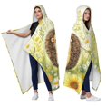 thumbnail image 2 of Sunflowers Hedgehog Wearable Blanket Hoodies for Women Men Adults Hedgehog Lovers Cute Hedgehogs Hooded Blankets for Camping Office Decor Birthday Gifts 50×60 Inch, 2 of 5
