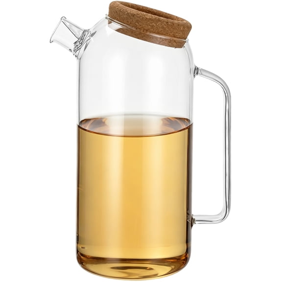 60 Oz Glass Pitcher with Handle, Slanted Spout Borosilicate Teapot with Filter & Wood Lid Seal, Decorative Liquid Dispenser Withstand Cold and Heat for Beverages, Tea, Coffee
