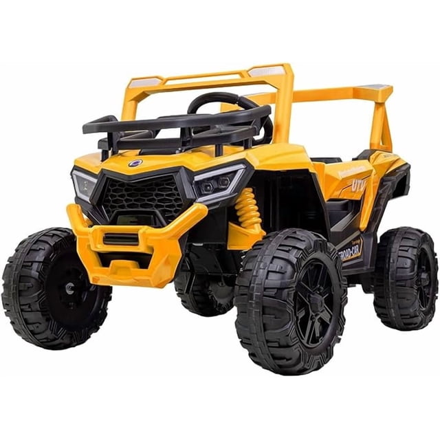 Carro Buggy Electrico Montable para Niños Carrito de Control Remoto y Manejo Directo con Luces Estereo y Pedales Funcionales con Control Remoto (Amarillo)