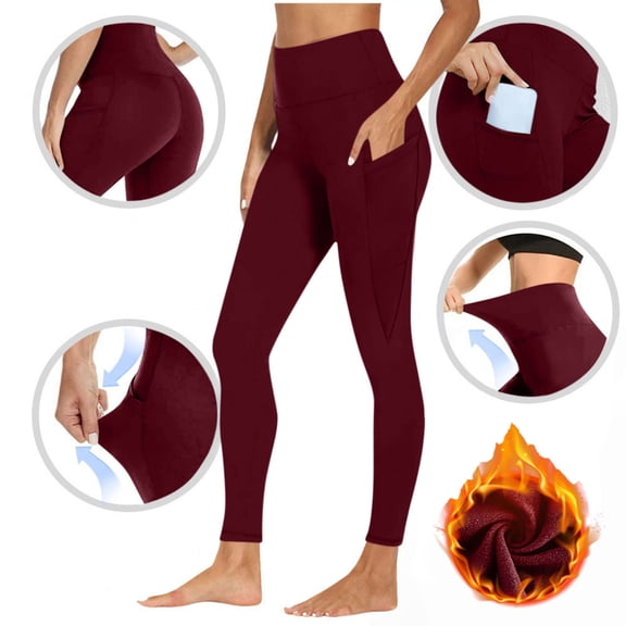Maplenight Fleece Yoga Pants for Women High Waist Thick Thermal Winter Pants Tummy Control Workout Running Yoga Leggings for Women