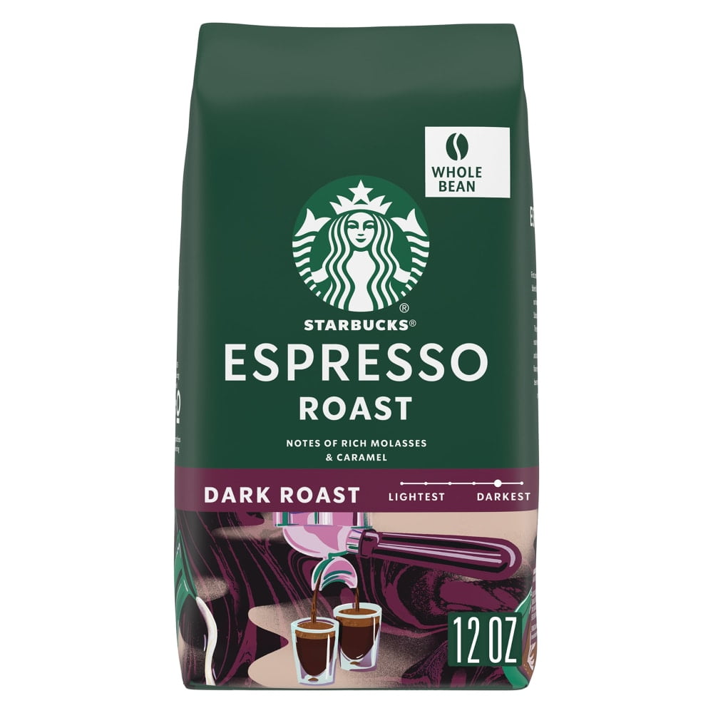 (1 Pack)-Starbucks Espresso Dark Roast Whole Bean Coffee 12 oz