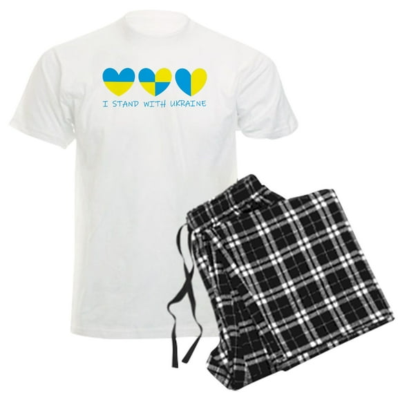 CafePress - I Stand With Ukraine Heart Pajamas - Men's Light Loose Fit Cotton Pajama Set