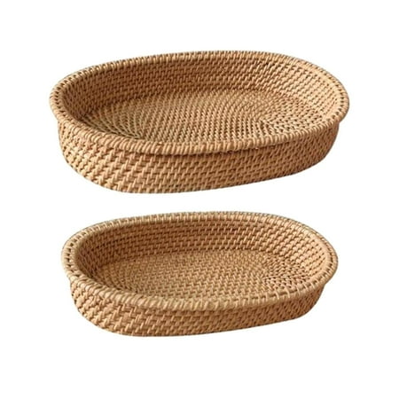 

2 Rattan Serving Trays Food Organizer.