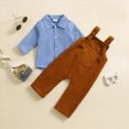 thumbnail image 2 of UAYOTSE Baby Boys 2‑Piece Collared Shirt & Overalls Set, Long‑Sleeve Button Shirt with Overalls Trousers, Casual Outfit for Infant Daily Wear Size 3-6 Months, 2 of 5