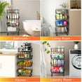 thumbnail image 2 of Fruit Vegetable Basket for Kitchen, 5 Tier Stackable Fruit Vegetable Storage Baskets with Wheels, Metal Wire Storage Basket Organizer Cart for Kitchen, Pantry, Bathroom, 2 of 14