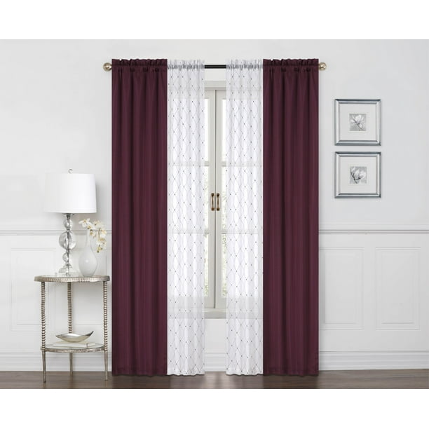 Mainstays 4 Piece Set, 2 Curtain Panels with 2 Sheers