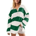 thumbnail image 2 of Womens Long Sleeve Striped Shirts Oversized Striped Polo Shirt Henley Button V Neck Tunic Casual Loose Tops, 2 of 7
