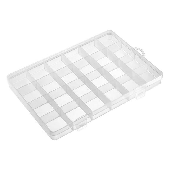 Component Storage Box PP Fixed 24 Grids Clear White 193x135x21mm 2 Pcs