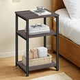 thumbnail image 4 of LEDREM Small End Table with 3-Tier Storage, Industrial Tall Nightstand for Living Room, Bedroom, Office, Chestnut Brown and Classic Black, 4 of 5