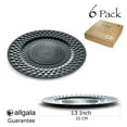 thumbnail image 2 of Allgala 13-Inch 6-Pack Heavy Quality Plastic Diamond Pattern Sparkling Charger Plates-Black-HD80404, 2 of 4