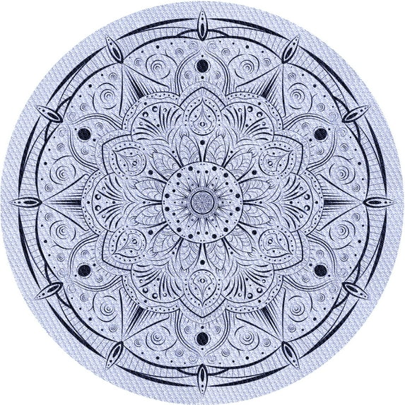 Ahgly Company Indoor Round Patterned Lavender Blue Area Rugs, 5' Round