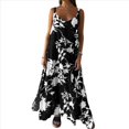 thumbnail image 2 of Vestido Maxi Bohemio de Verano con Tirantes Finos, Sin Mangas, Cuello en V, Floral, para Mujer, para Vacaciones, Negro, Talla S, 2 of 9