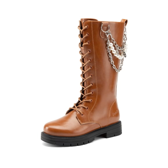 Botas DREAM PAIRS SDBO2216K-1 para niñas, color camel, hasta la rodilla con cierre