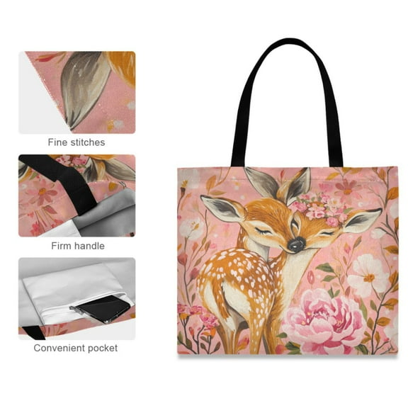 Canvas Tote Bag for Women Girls Design Print Floral Whispers Tote
