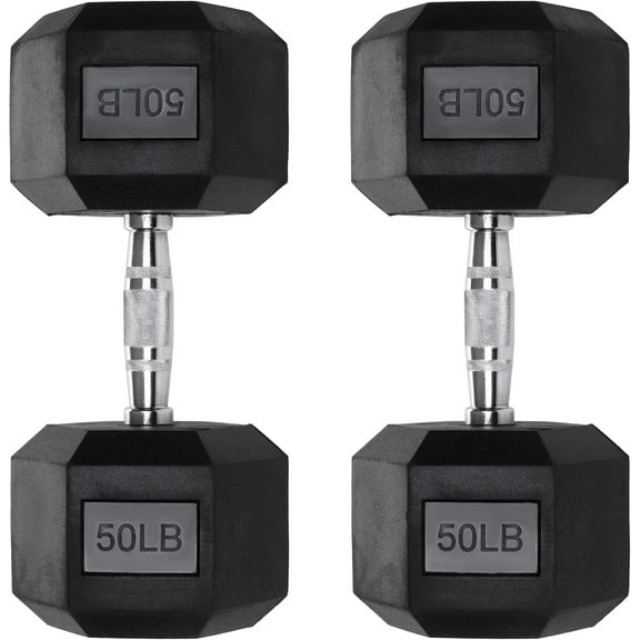 Iron Crush Hex Dumbbells - Heavy Duty PVC Coated Weights, Chrome-Plated Knurled Handles - Workout, Exercise, Lifting, Body Building Home Gym Training Gear - 3 Lb to 50Lb Options - Sold in Pairs