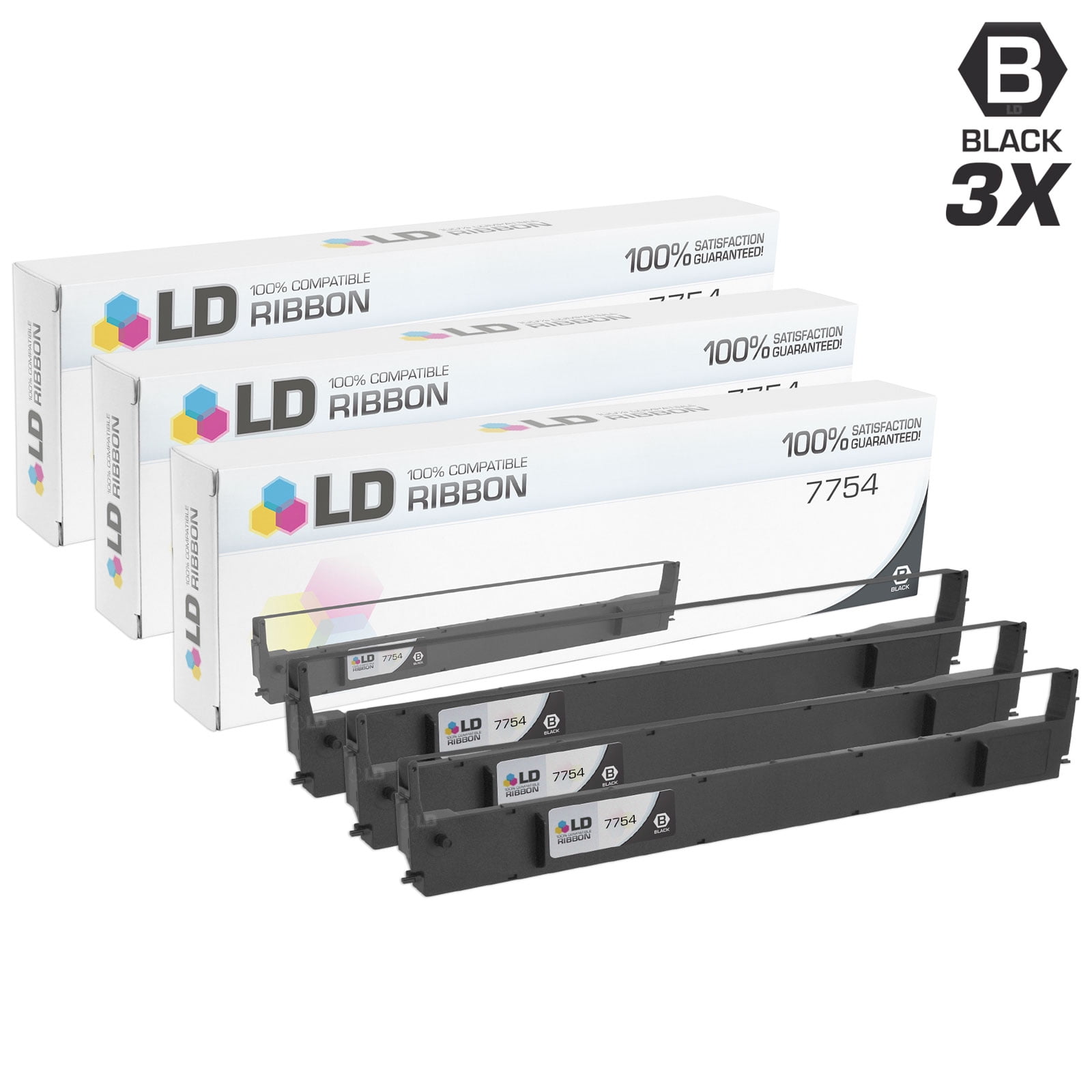 Black, 2-Pack LD Compatible Printer Ribbon Cartridge Replacement for Epson 7754 