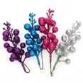 thumbnail image 6 of AFQH 6 Pack Christmas Glitter Berries Stems Artificial Christmas for Christmas Tree Ornaments DIY Xmas Wreath Crafts Holiday Home Decor Silver, 6 of 7