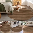 thumbnail image 5 of Round Area Rug 5 Ft, Brown Wood Grain Washable Non-Slip Circle Carpet for Living Room/Bedroom, Retro Farmhouse Wooden Plank Low-Profile Runner Mats Collection Rugs for Indoor, 5 of 8