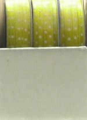 Offray Ribbon, Yellow 1/8 inch Dot Satin Ribbon, 15 feet