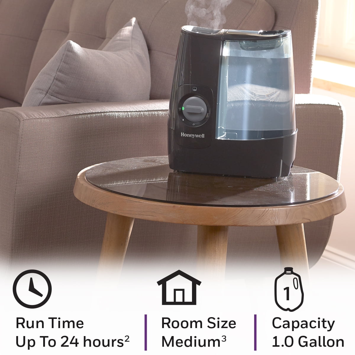 Honeywell 1 Gallon Filter Free Warm Mist Humidifier HWM845B, Black