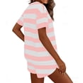 thumbnail image 5 of Mifsaly Striped Pajamas for Women Set Cotton 2 Piece Pjs Crewneck Short Sleeve Sleepwear and Side Split Sleep Shorts Home Comfortable Matching Lounge Clothes L, 5 of 9