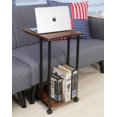 thumbnail image 2 of JJS Side End C Table for Sofa, Living Room Couch Table Snack Table That Slide Under for Small Spaces, Walnut, 2 of 2