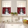 thumbnail image 2 of Red Black Plaid Snowman Christmas Kitchen Curtain 2 Panels Tiers Curtains 24 Inch Length, Xmas Snowflake Birds Curtains Rod Pocket Curtains Window Drapes Treatment Window Cafe Curtains, 2 of 5