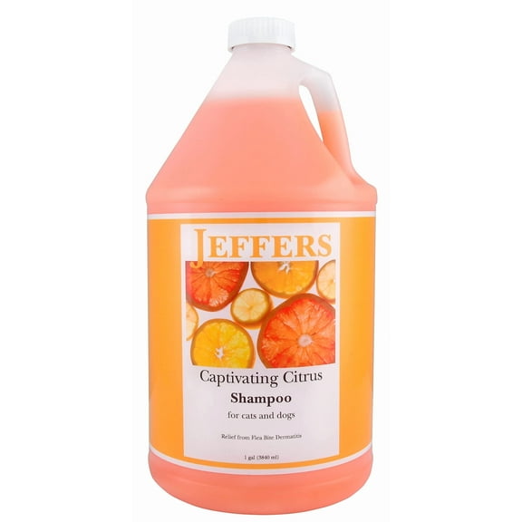Jeffers Captivating Citrus Pet Shampoo, 1 Gallon – Soap Free Grooming for Dogs, Cats & Puppies – Orange & Lime Scent, Aloe & Coconut Oil – Safe for All Coat Types – Easy Rinse Formula for Home